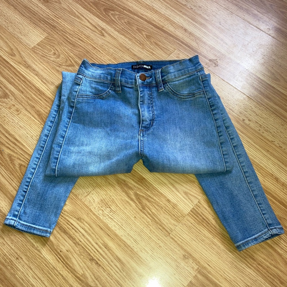 Fashion Nova Denim Skinny Blue Jeans sz 3 - Picture 6 of 10